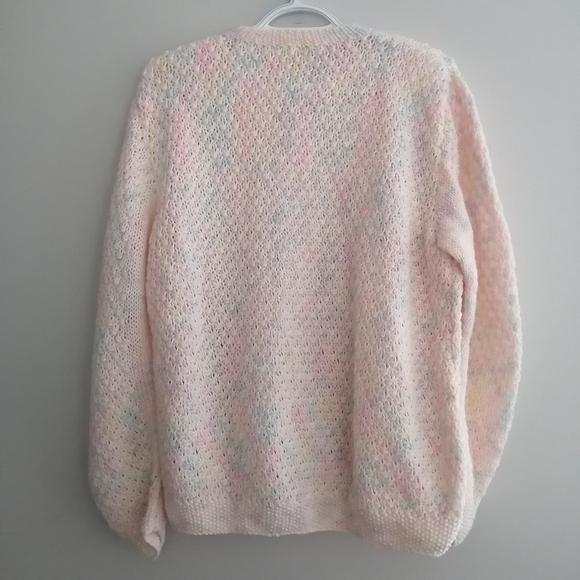 Vintage Hand Knit Pastel Multicolour Button Up Cardigan Size Medium - Picture 4 of 16